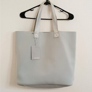 NWT Max Mara Palizzo Light Gray Foam Fabric Tote Handbag Shop Bag READ